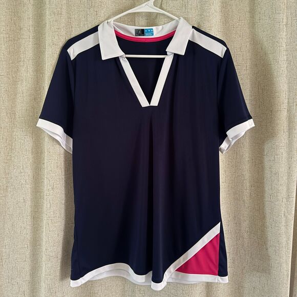 PGA Tour Tops - PGA Tour Women’s Golf Polo Shirt XL Navy Pink Colorblock Performance